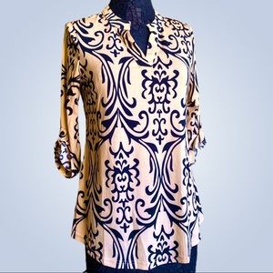 Black Beige Graphic Print Tunic